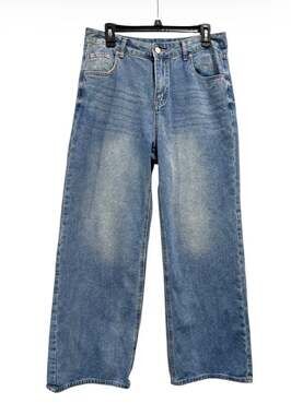 HDLTE Jean Wide Leg High Rise Women L 32x30 Baggy Lagen look Grunge Anime Boho